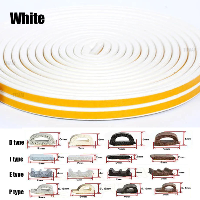5m/10m Weather Stripping Door Seal Strip Diep Self-adhesive Draft Stopper Tape Window Insulation Noise Rubber Sealing Strip