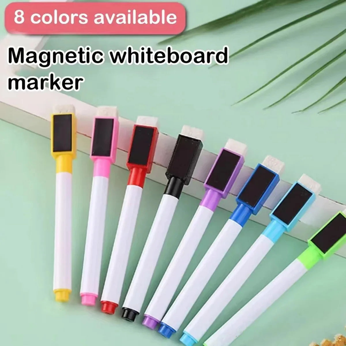 8pcs/Set Bullet Tip 11.3*1cm Small Size No Magntic Whiteboard Dry Erase Markers, 8 Color *1pcs Magnet Pen