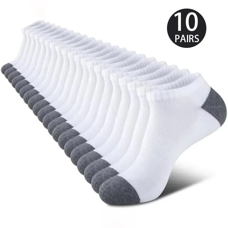 10 Pairs Of Comfortable Breathable Socks Sweat Absorbing Odor Proof Low Cut Solid Color Socks Suitable For Outdoor Activities