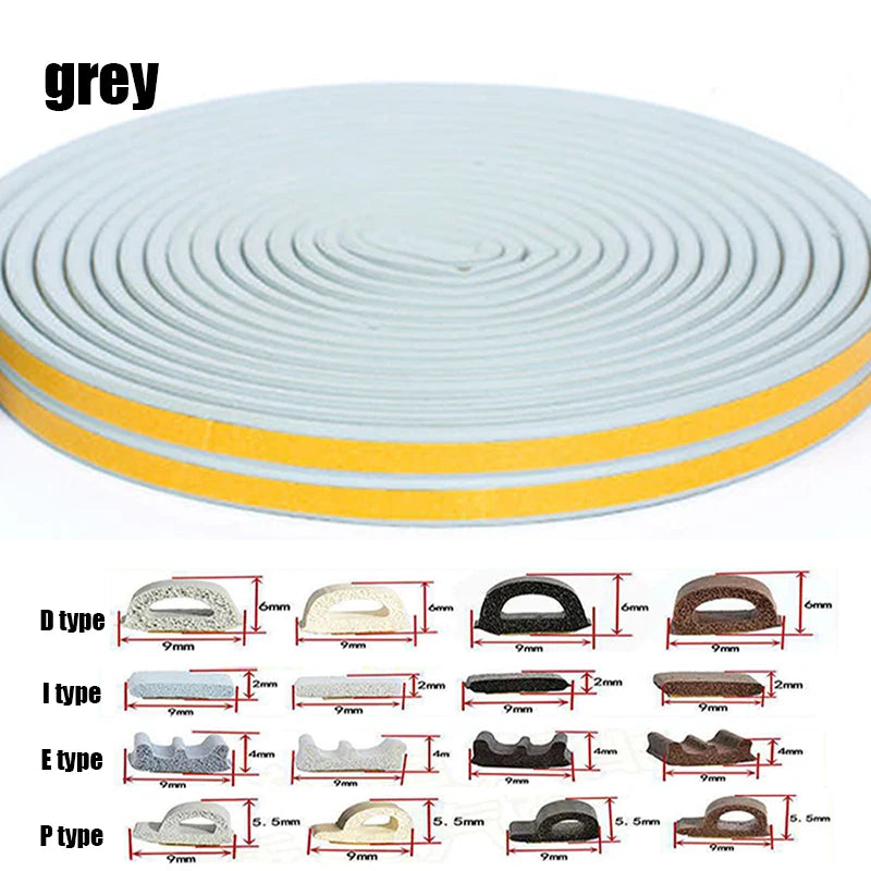 5m/10m Weather Stripping Door Seal Strip Diep Self-adhesive Draft Stopper Tape Window Insulation Noise Rubber Sealing Strip