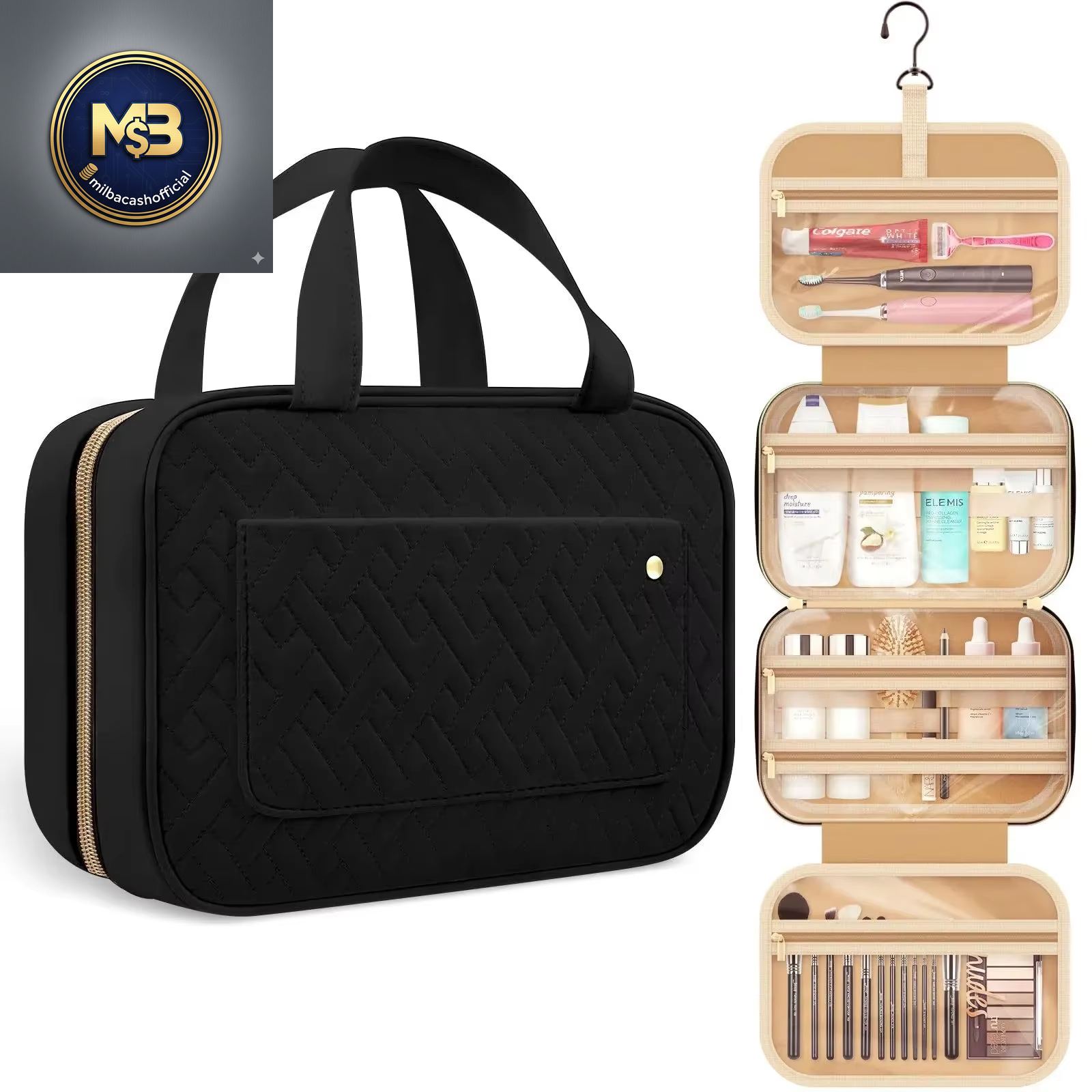 Foldable Makeup Bag Women Travel Organizer Hanging Toiletry Cosmetic Bag Waterproof Make up Beauty Pouch Men Bathroom Storage